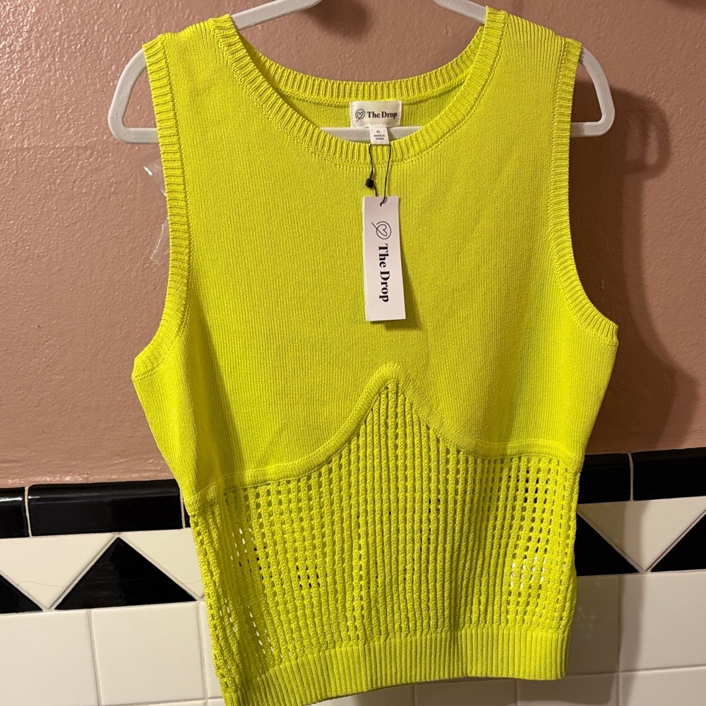 The Drop XL NWT Sulphur Spring (Neon Green) Sleeveless Knit Top - Picture 6 of 8